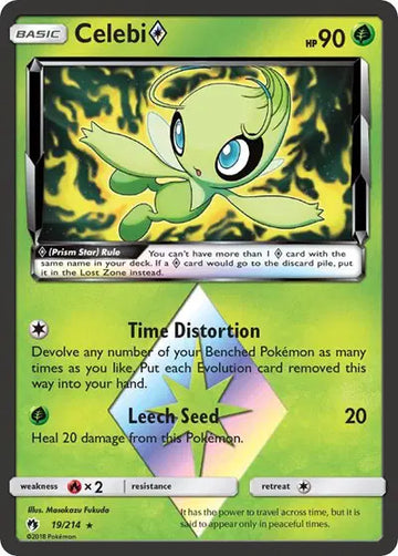Sun & Moon Lost Thunder 19/214 Celebi Prism Star
