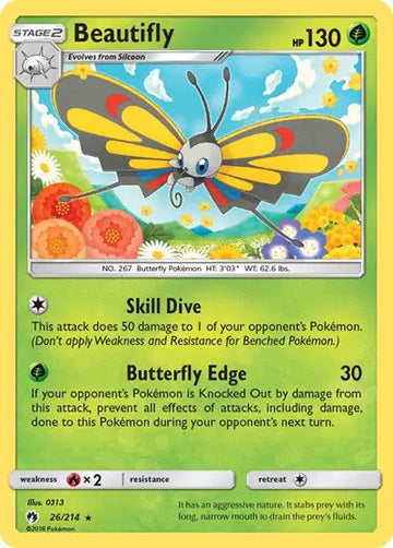 Sun & Moon Lost Thunder 26/214 Beautifly