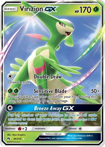 Sun & Moon Lost Thunder 34/214 Virizion GX