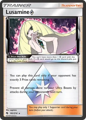 Sun & Moon Lost Thunder 182/214 Lusamine Prism Star