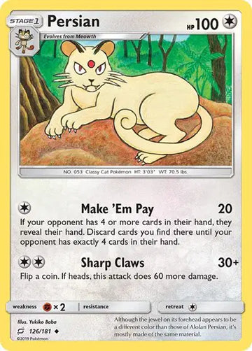 Sun & Moon Team Up Uncommon 126/181 Persian