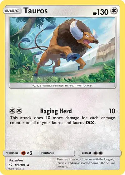 Sun & Moon Team Up 129/181 Tauros