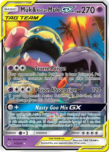 Sun & Moon Unbroken Bonds 61/214 Muk & Alolan Muk GX