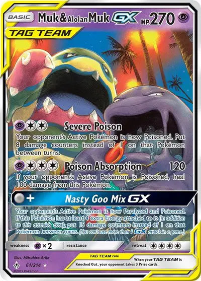 Sun & Moon Unbroken Bonds 61/214 Muk & Alolan Muk GX