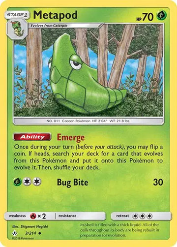 Sun & Moon Unbroken Bonds 3/214 Metapod