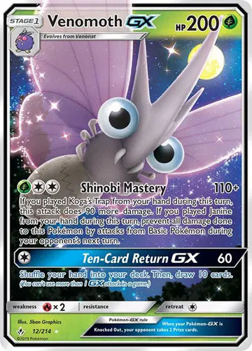 Sun & Moon Unbroken Bonds 12/214 Venomoth GX