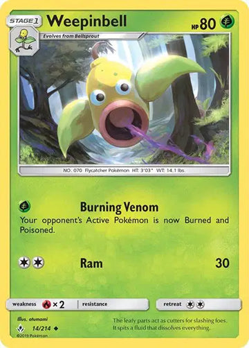 Sun & Moon Unbroken Bonds 14/214 Weepinbell