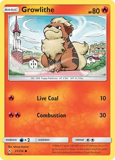 Sun & Moon Unbroken Bonds 21/214 Growlithe