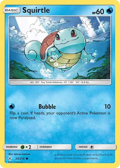 Sun & Moon Unbroken Bonds 33/214 Squirtle