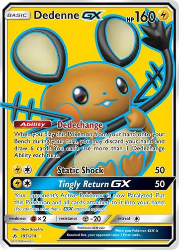 Sun & Moon Unbroken Bonds 195/214 Dedenne GX (Full Art)