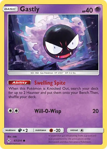 Sun & Moon Unbroken Bonds 67/214 Gastly (67)