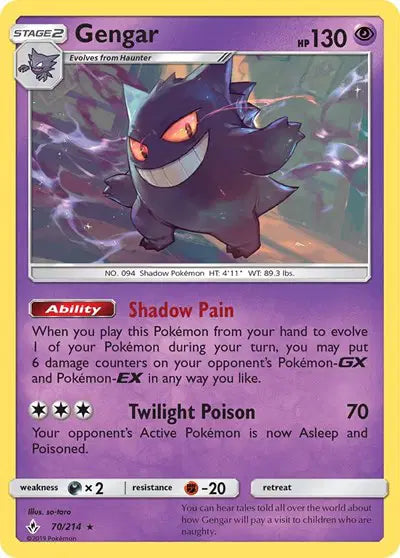 Sun & Moon Unbroken Bonds 70/214 Gengar