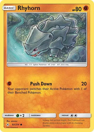 Sun & Moon Unbroken Bonds 92/214 Rhyhorn (92)