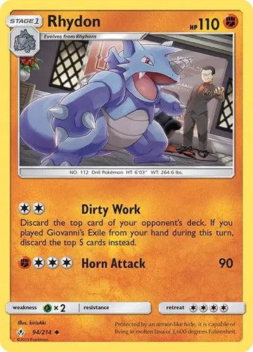Sun & Moon Unbroken Bonds 94/214 Rhydon
