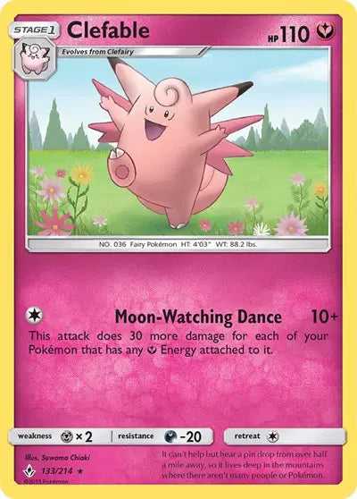 Sun & Moon Unbroken Bonds 133/214 Clefable