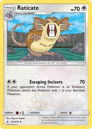 Sun & Moon Unbroken Bonds 144/214 Raticate