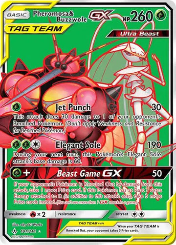 Sun & Moon Unbroken Bonds 191/214 Pheromosa & Buzzwole GX (191) (Full Art)