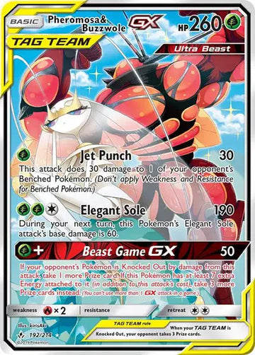 Sun & Moon Unbroken Bonds 192/214 Pheromosa & Buzzwole GX (192) (Alternate Full Art)