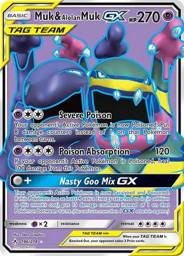 Sun & Moon Unbroken Bonds 196/214 Muk & Alolan Muk GX (196) (Full Art)