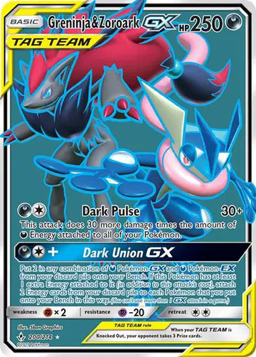 Sun & Moon Unbroken Bonds 200/214 Greninja & Zoroark GX (200) (Full Art)