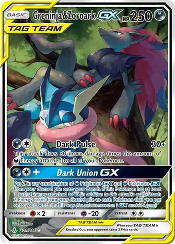 Sun & Moon Unbroken Bonds 201/214 Greninja & Zoroark GX (201) (Full Art)