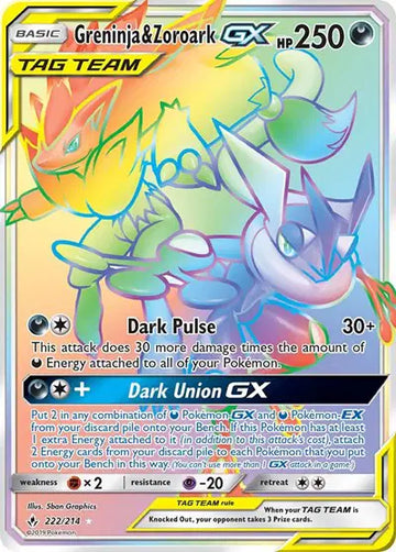 Sun & Moon Unbroken Bonds 222/214 Greninja & Zoroark GX (Secret)