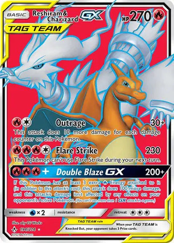 Sun & Moon Unbroken Bonds 194/214 Reshiram & Charizard GX (Full Art)