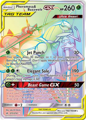 Sun & Moon Unbroken Bonds 215/214 Pheromosa & Buzzwole GX (Secret)