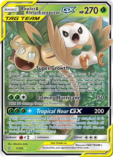 Sun & Moon Unified Minds 1/236 Rowlet & Alolan Exeggutor GX