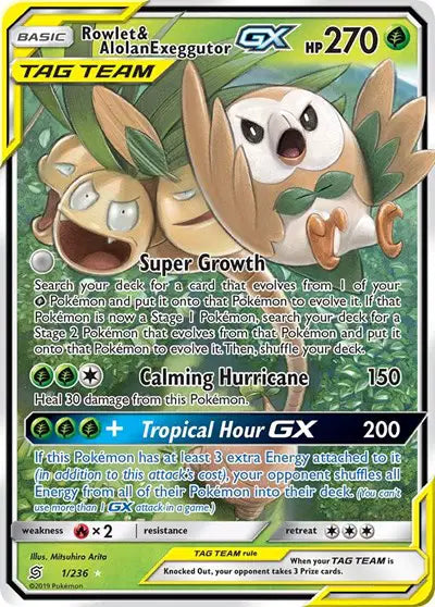 Sun & Moon Unified Minds 1/236 Rowlet & Alolan Exeggutor GX