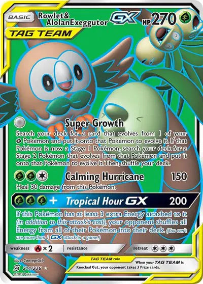 Sun & Moon Unified Minds  214/236 Rowlet & Alolan Exeggutor GX (Full Art)