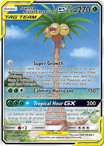 Sun & Moon Unified Minds 215/236 Rowlet & Alolan Exeggutor GX (Alternate Full Art)