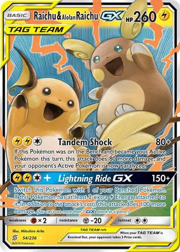 Sun & Moon Unified Minds  54/236 Raichu & Alolan Raichu GX