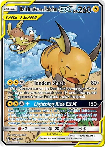 Sun & Moon Unified Minds 221/236 Raichu & Alolan Raichu GX (Alternate Full Art)