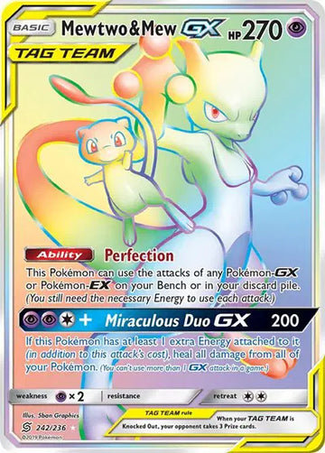 Sun & Moon Unified Minds 242/236 Mewtwo & Mew GX (Secret)