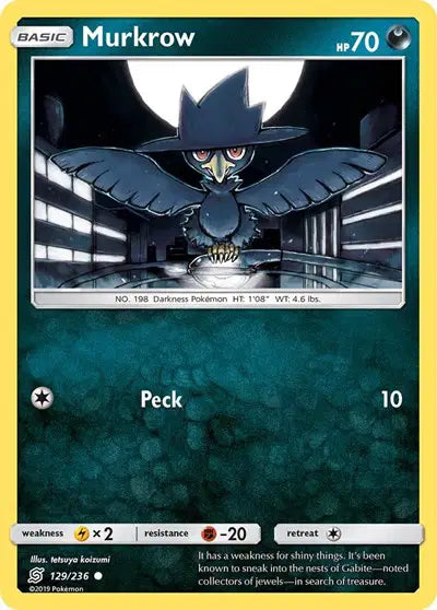 Sun & Moon Unified Minds - 129/236 - Murkrow (129)