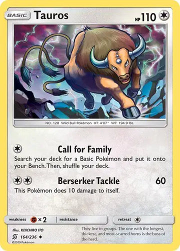 Sun & Moon Unified Minds 164/236  Tauros