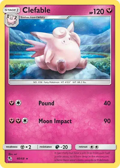 Sun & Moon Hidden Fates  40/68 Clefable