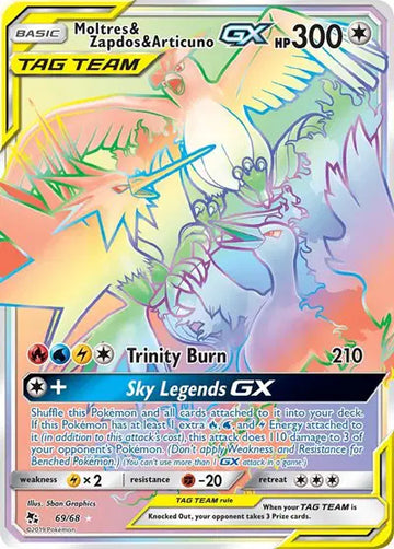 Hidden Fates  69/68 Moltres & Zapdos & Articuno GX (Secret)