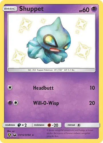 Sun & Moon Hidden Fates  SV16/SV94 Shuppet