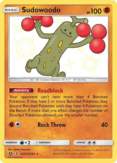 Sun & Moon Hidden Fates SV20/SV94 Sudowoodo