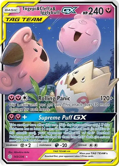 Sun & Moon Cosmic Eclipse  143/236 Togepi & Cleffa & Igglybuff GX