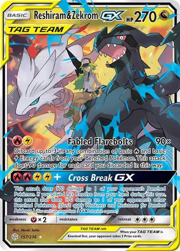 Sun & Moon Cosmic Eclipse  157/236 Reshiram & Zekrom GX