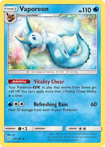 Sun & Moon Cosmic Eclipse 42/236 Vaporeon