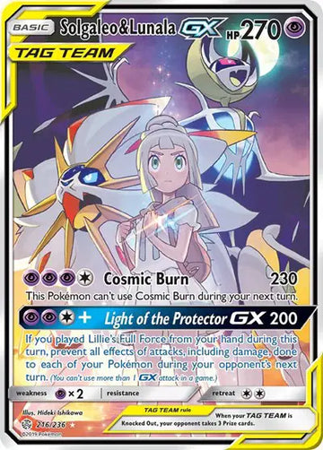 Sun & Moon Cosmic Eclipse 216/236 Solgaleo & Lunala GX (Full Art)