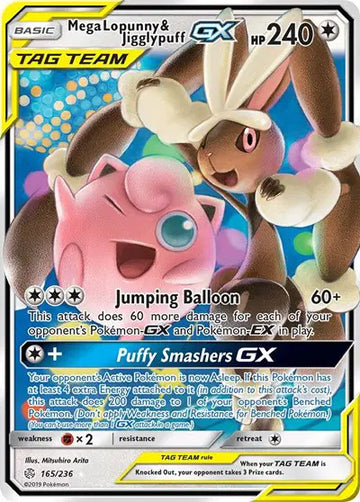 Sun & Moon Cosmic Eclipse  165/236 Mega Lopunny & Jigglypuff GX