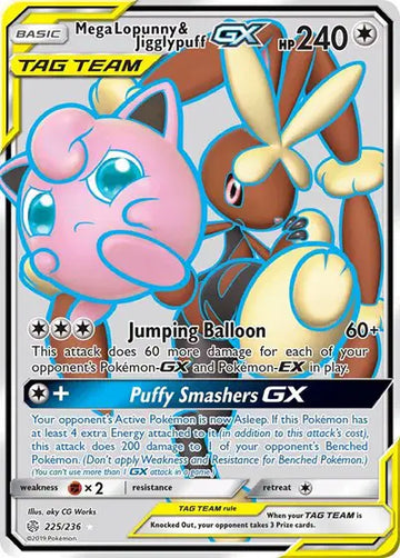 Sun & Moon Cosmic Eclipse 225/236 Mega Lopunny & Jigglypuff GX (Full Art)