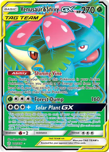 Sun & Moon Cosmic Eclipse 210/236 Venusaur & Snivy GX (Full Art)