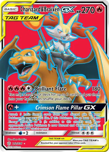 Sun & Moon Cosmic Eclipse 212/236 Charizard & Braixen GX (Full Art)