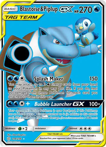 Sun & Moon Cosmic Eclipse 214/236 Blastoise & Piplup GX (Full Art)